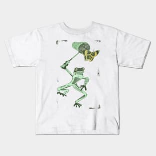 Cute frog catching butterflies Kids T-Shirt